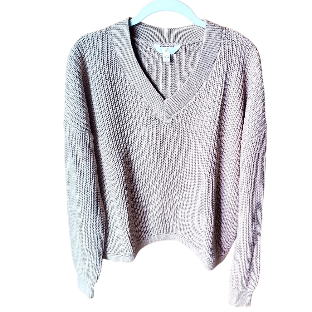 Time and Tru Ribbed Cotton Vneck Sweater size L